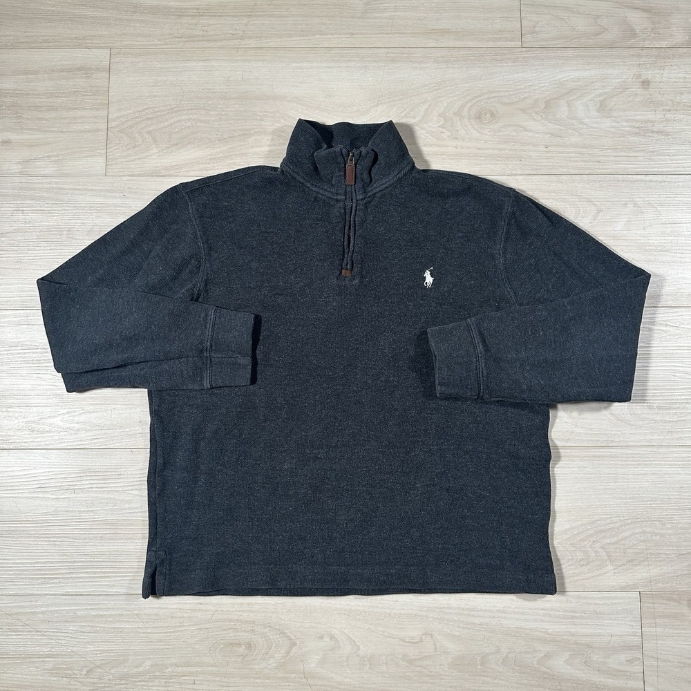 Polo Ralph Lauren Mens Cotton Knit Quarter-Zip Mock Neck Sweater Black Medium